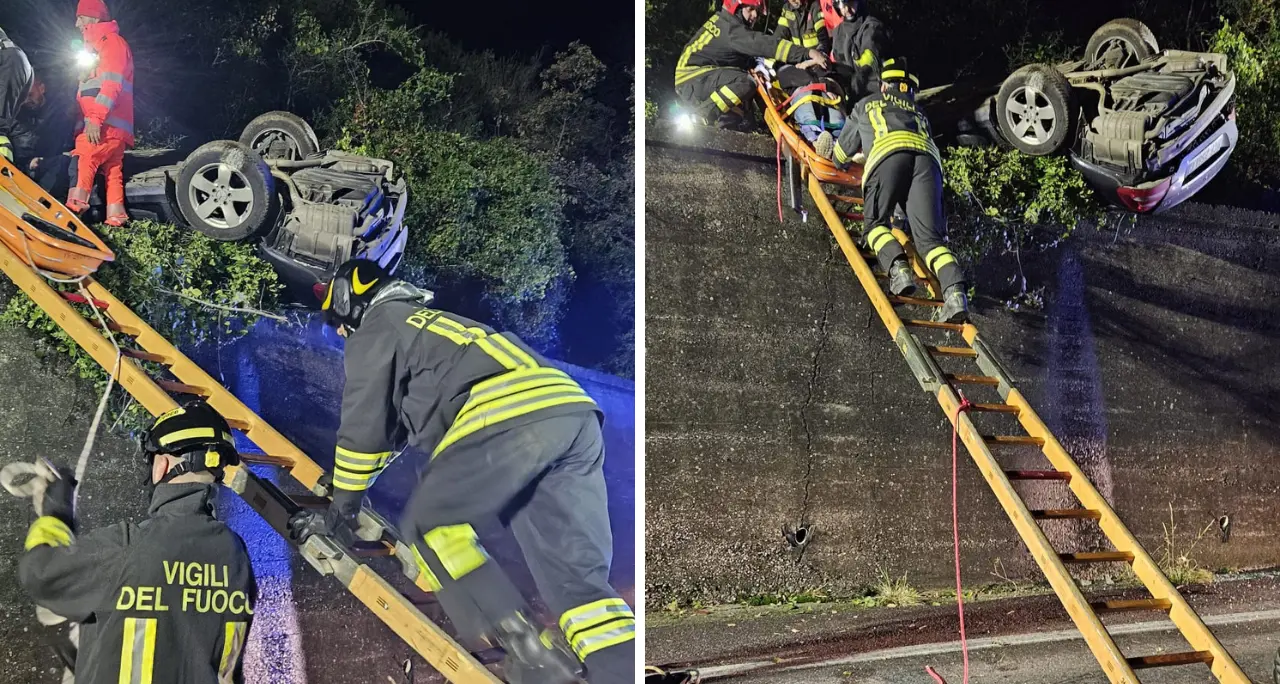 Vibo, incidente all’alba a Longobardi: auto precipita in un burrone, ferito un giovane\n