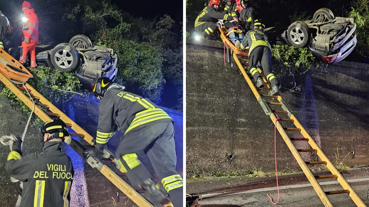 Vibo, incidente all’alba a Longobardi: auto precipita in un burrone, ferito un giovane\n