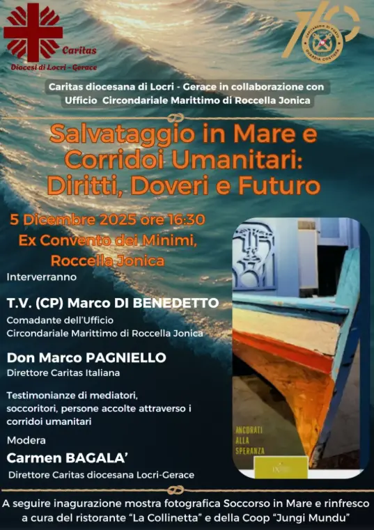 Il 5 dicembre a Roccella un incontro sul tema del salvataggio in mare e dei Corridoi Umanitari\n
