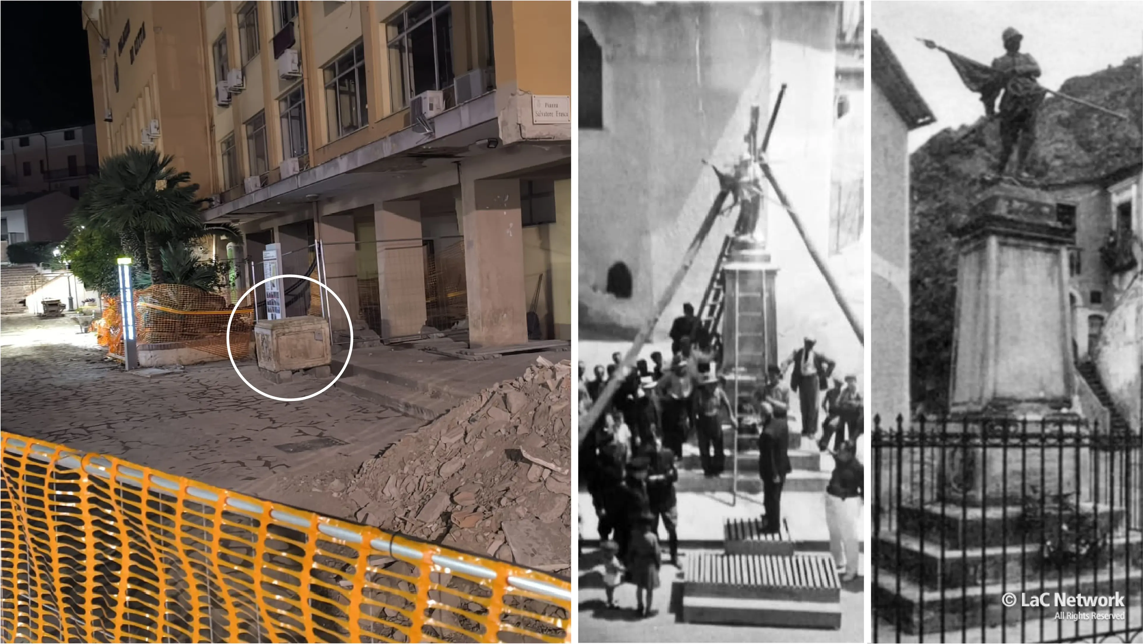 Cassano, il basamento mortificato del Monumento ai Caduti: da simbolo di eroi a detrito dimenticato nel cantiere