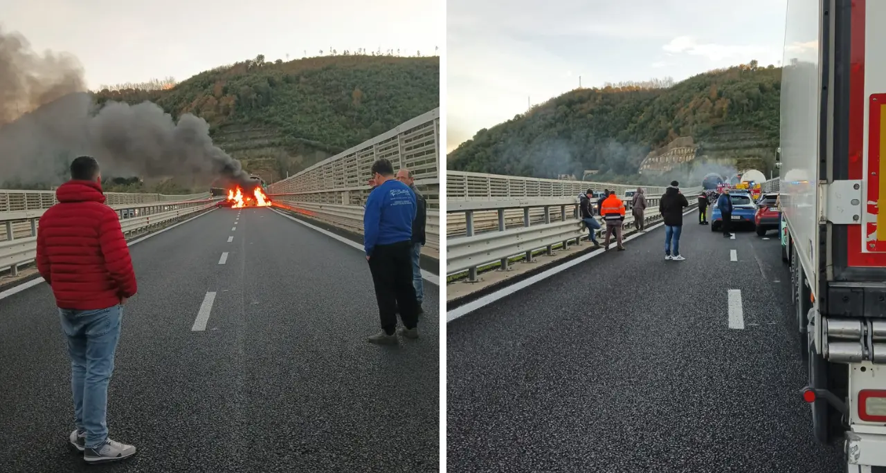 Rapina sull’autostrada, la testimonianza di un avvocato vibonese:\u00A0«Auto in fiamme sul ponte, pensavamo a un incidente»\n