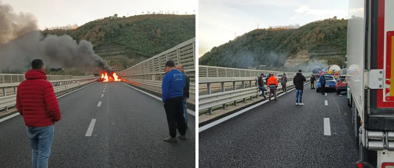 Rapina sull’autostrada, la testimonianza di un avvocato vibonese:\u00A0«Auto in fiamme sul ponte, pensavamo a un incidente»\n