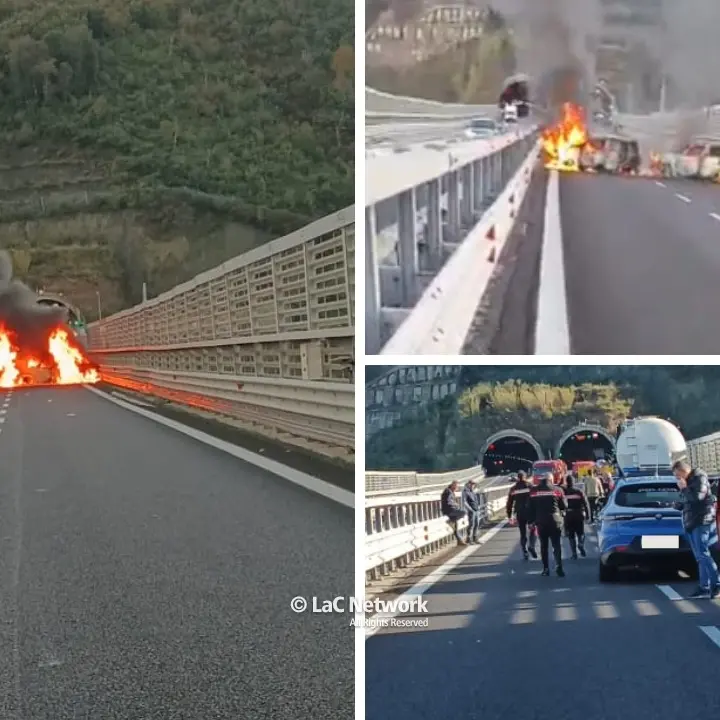 «Ci siamo trovati davanti due auto in fiamme, pensavamo a un incidente»: la testimonianza dopo l’assalto al portavalori sull’A2