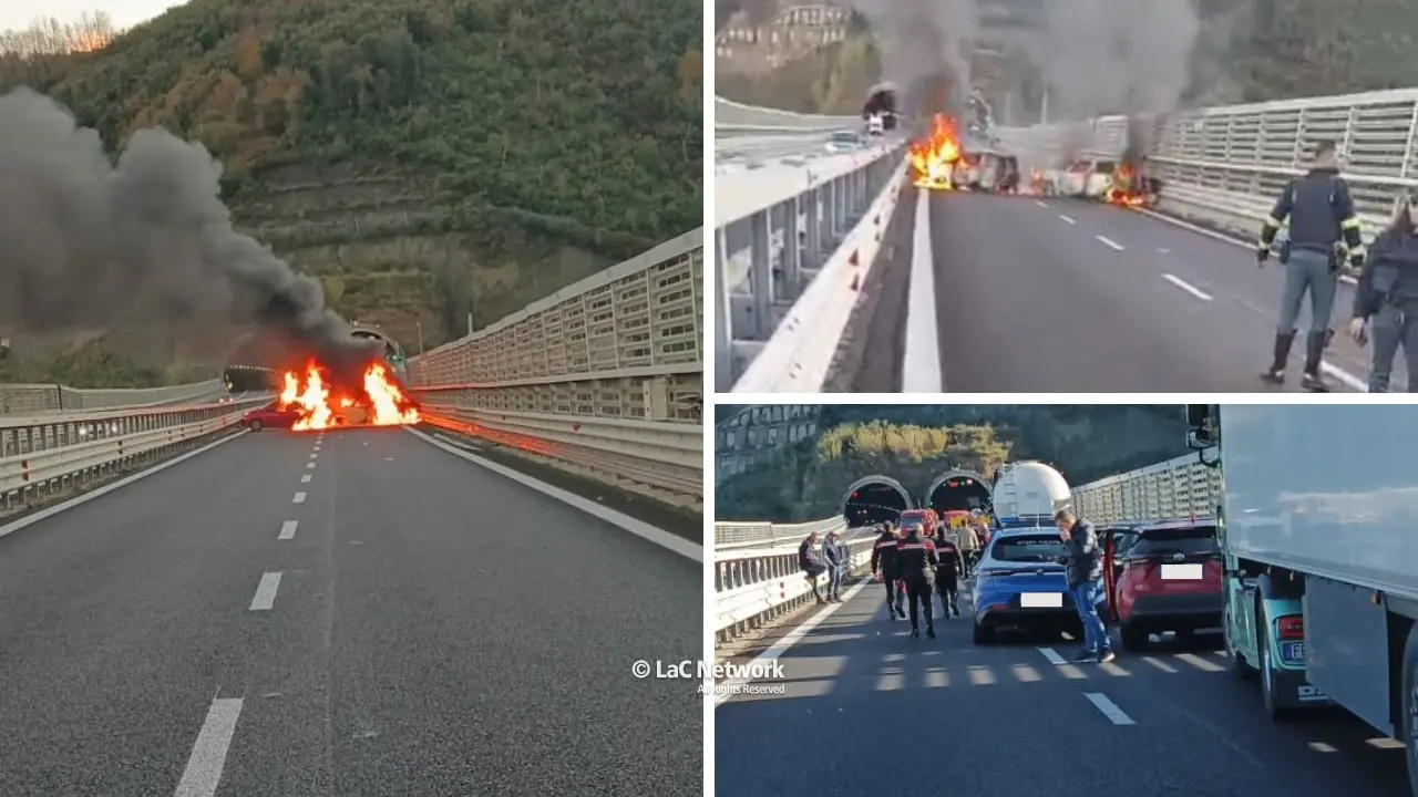 «Ci siamo trovati davanti due auto in fiamme, pensavamo a un incidente»: la testimonianza dopo l’assalto al portavalori sull’A2