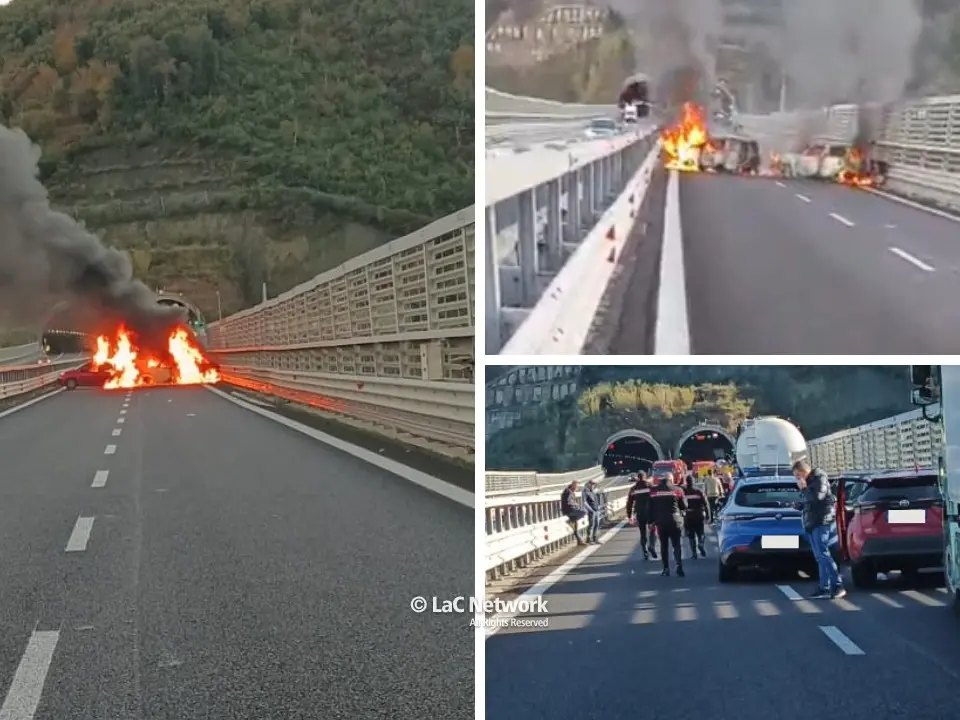 «Ci siamo trovati davanti due auto in fiamme, pensavamo a un incidente»: la testimonianza dopo l’assalto al portavalori sull’A2