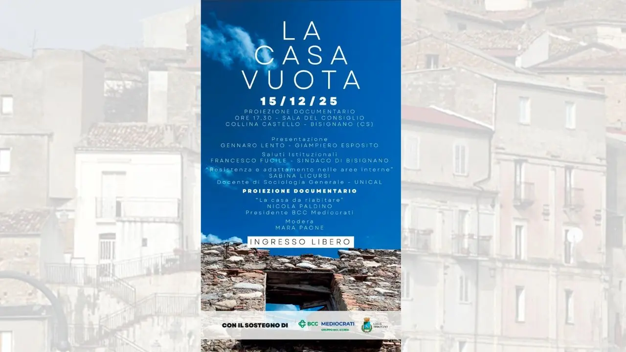 A Bisignano la proiezione de “La Casa vuota”: un documentario dedicato al fenomeno dello spopolamento\n