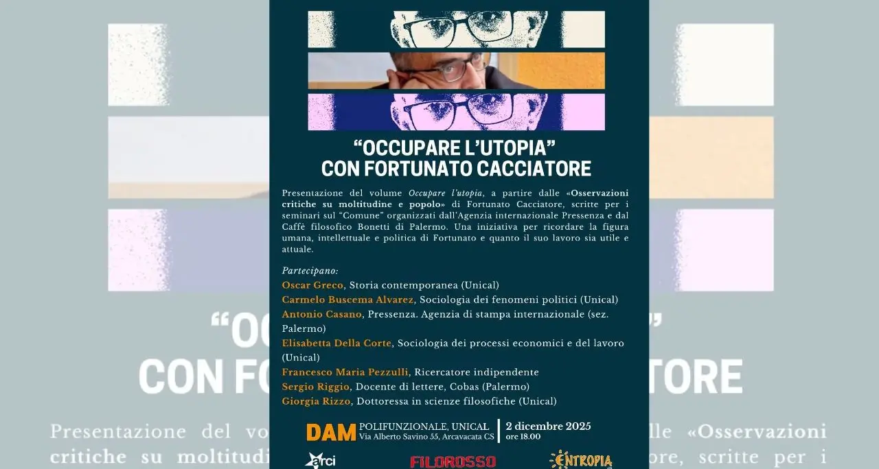 Unical, Filorosso festeggia 30 anni di vita con la presentazione del volume “Occupare l’Utopia” di Fortunato Cacciatore\n