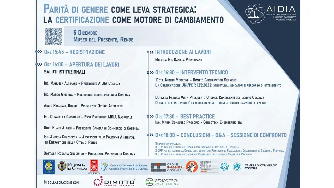 Cosenza, ingegneri e architette donne a confronto sulla certificazione della parità di genere\n