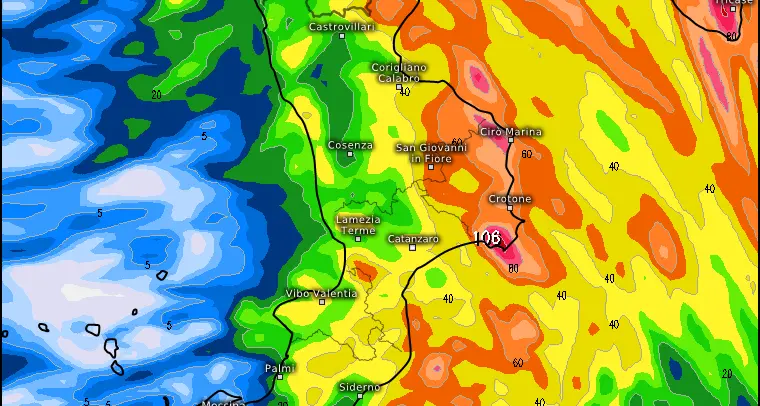 Meteo, attese forti precipitazioni: lo jonio cosentino “nel mirino” del ciclone nord africano\u00A0\n