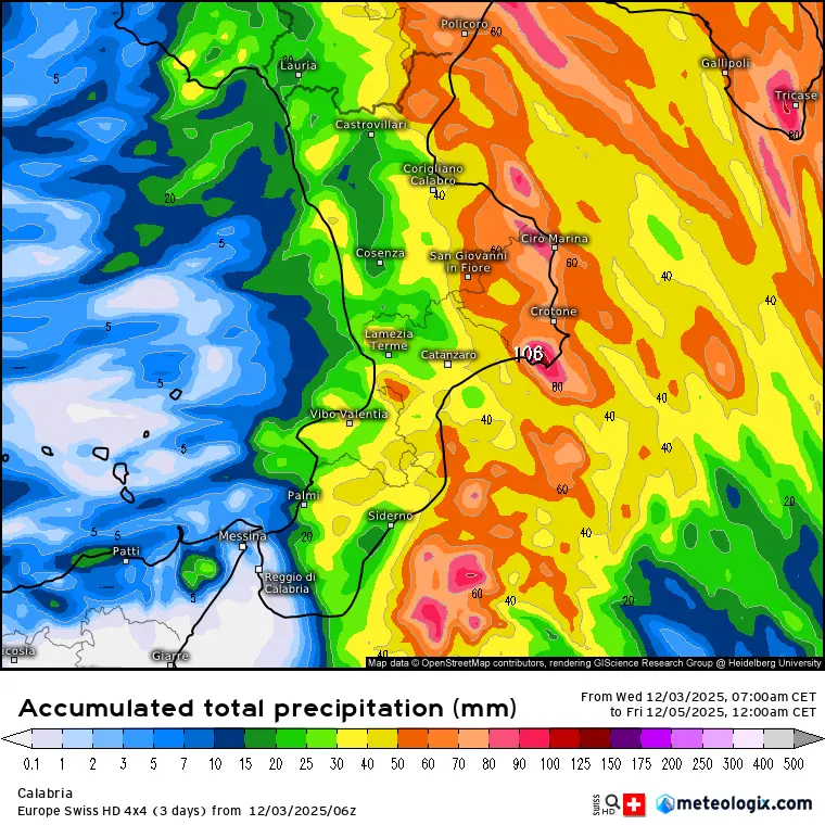 Meteo, attese forti precipitazioni: lo jonio cosentino “nel mirino” del ciclone nord africano\u00A0\n