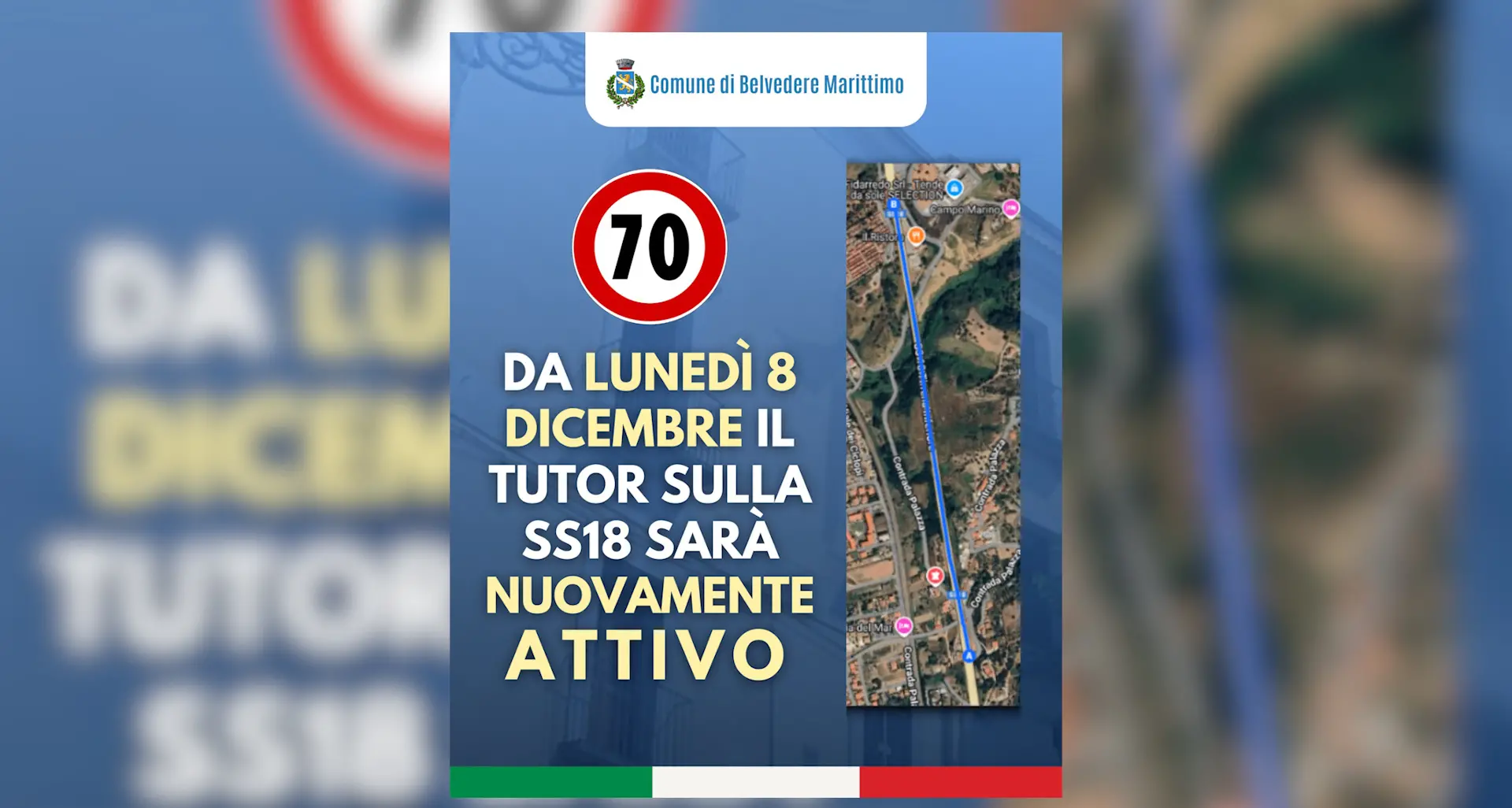 Belvedere Marittimo, l’8 dicembre tornerà attivo il tutor di rilevamento della velocità\n