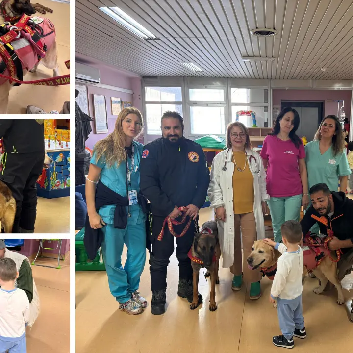 Visita a quattro zampe all’ospedale di\u00A0Lamezia: così Mae, Lily e Butcher hanno\u00A0donato un sorriso ai più piccoli\n