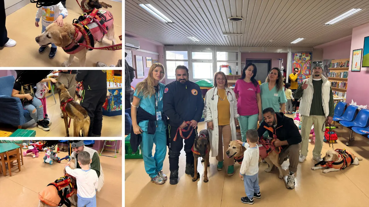 Visita a quattro zampe all’ospedale di\u00A0Lamezia: così Mae, Lily e Butcher hanno\u00A0donato un sorriso ai più piccoli\n
