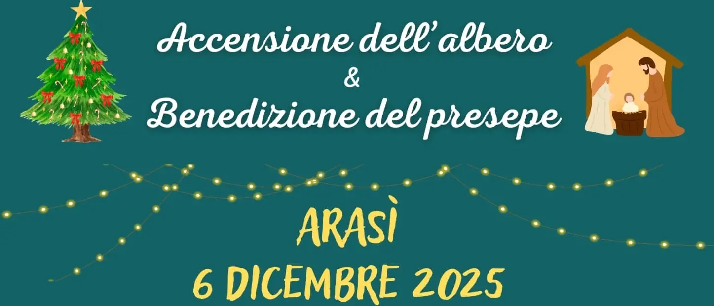Arasì accende il Natale: il 6 dicembre 2025 tornano note, sapori e luci sotto l’albero nella serata che unisce comunità e tradizione