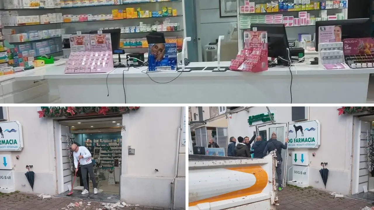 Tropea, rapinata in piena notte la farmacia Centrale: porta agganciata e divelta con un’auto rubata