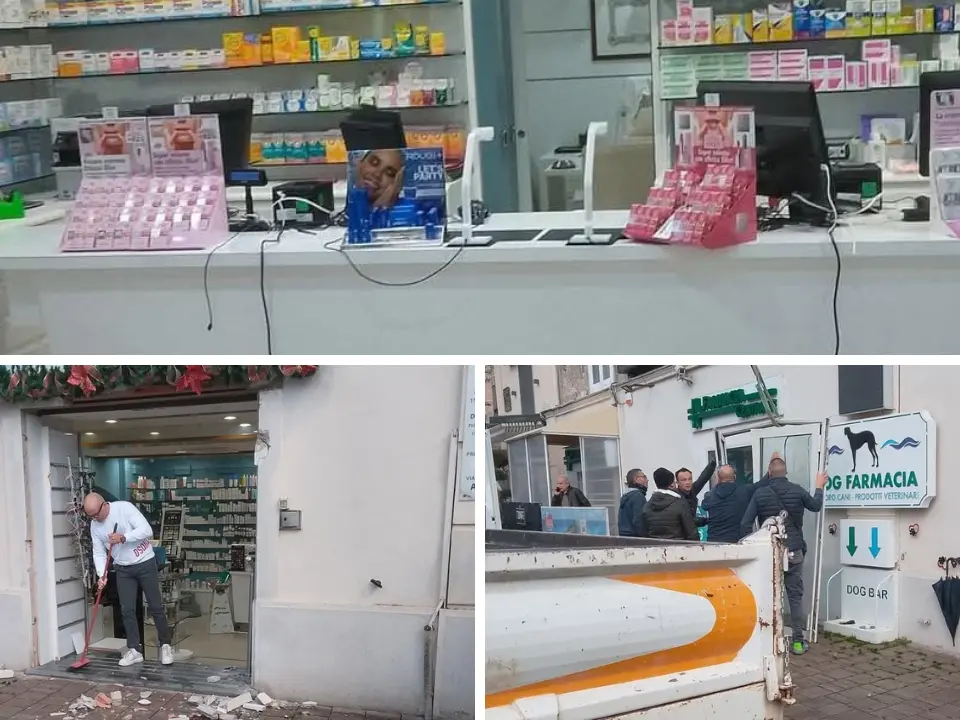 Tropea, rapinata in piena notte la farmacia Centrale: porta agganciata e divelta con un’auto rubata
