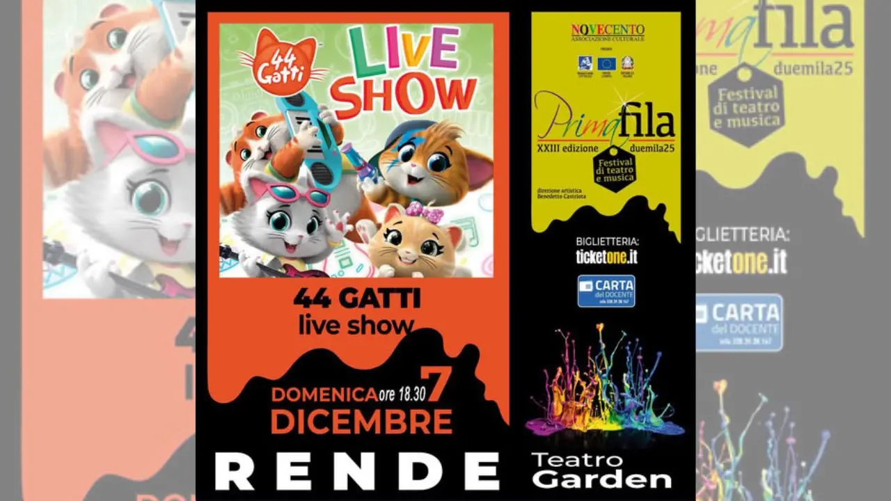 Rende, domenica a teatro con il live show “44 gatti”