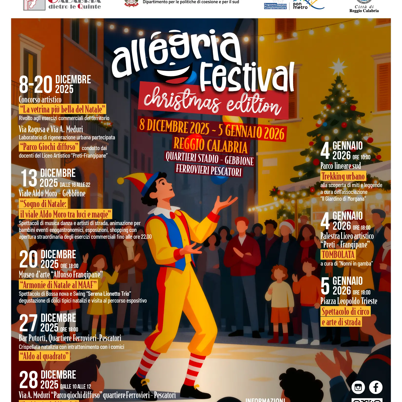 Il Natale dei quartieri Gebbione – Stadio – Ferrovieri Pescatori si accende con la manifestazione “Allegria Festival – christmas edition”\n