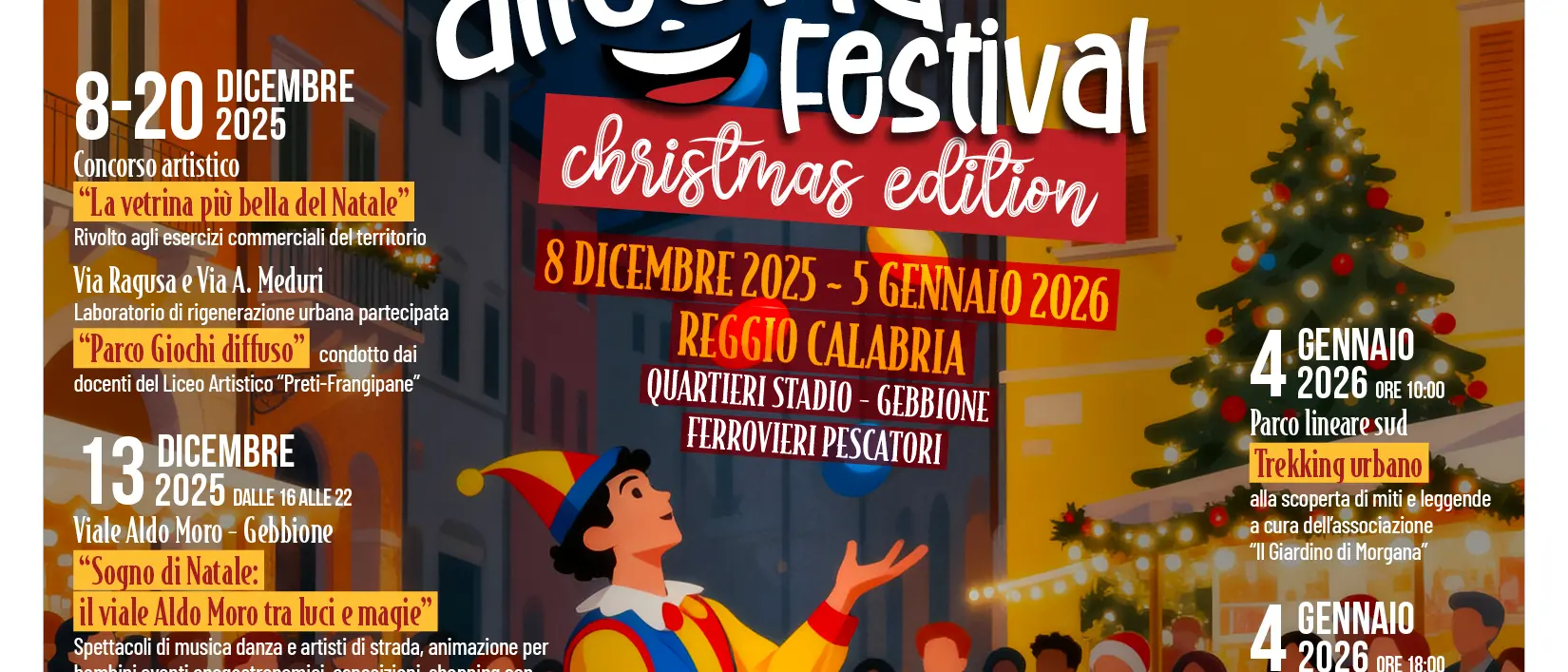 Il Natale dei quartieri Gebbione – Stadio – Ferrovieri Pescatori si accende con la manifestazione “Allegria Festival – christmas edition”\n