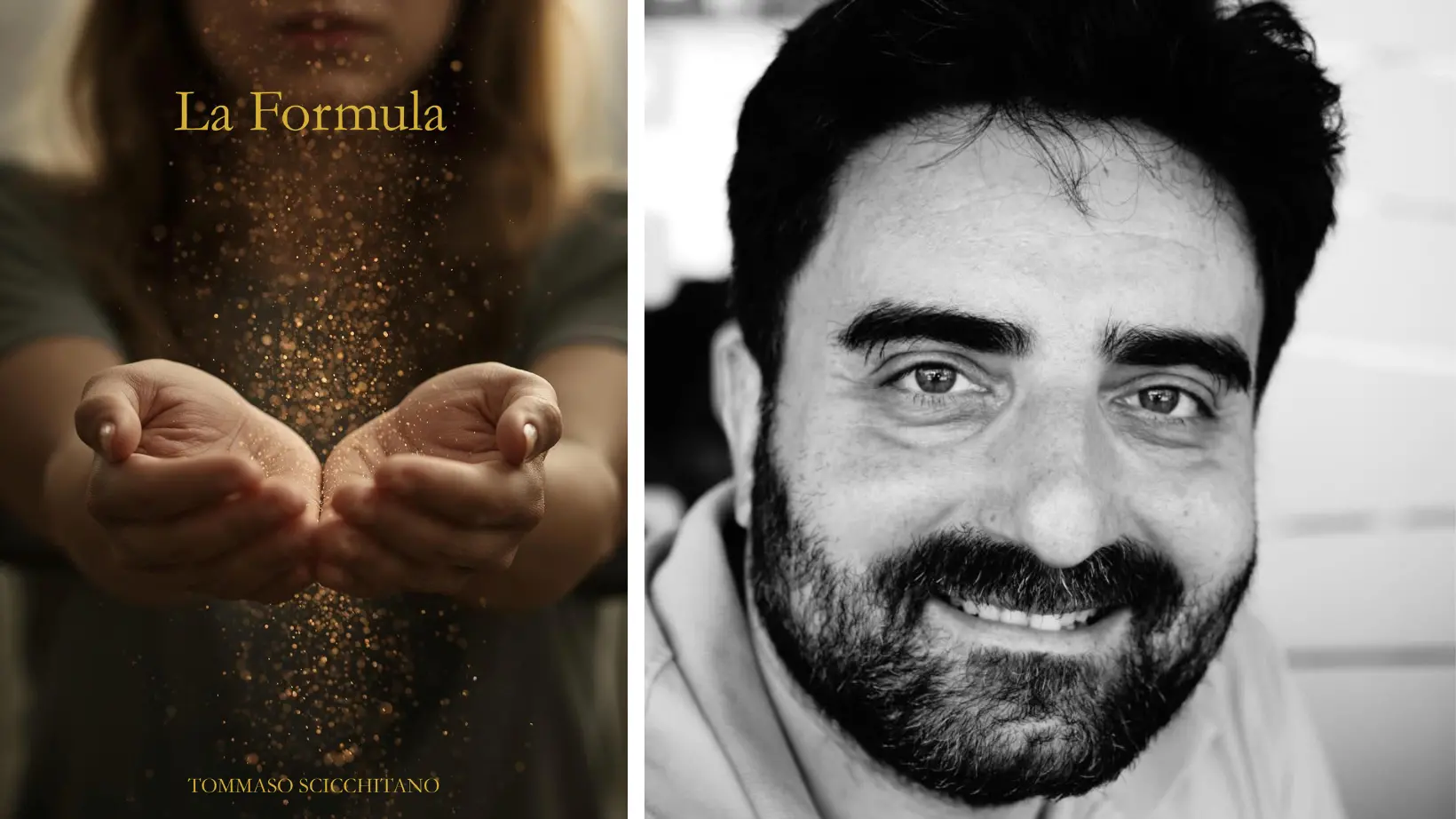 <p>La copertina del racconto "La formula". A destra, l'autore Tommaso Scicchitano</p>\\n