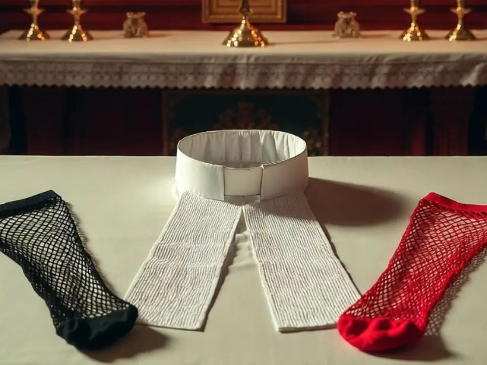 A qualcuno piace strano: un prete scoperto sull’altare con due dominatrici