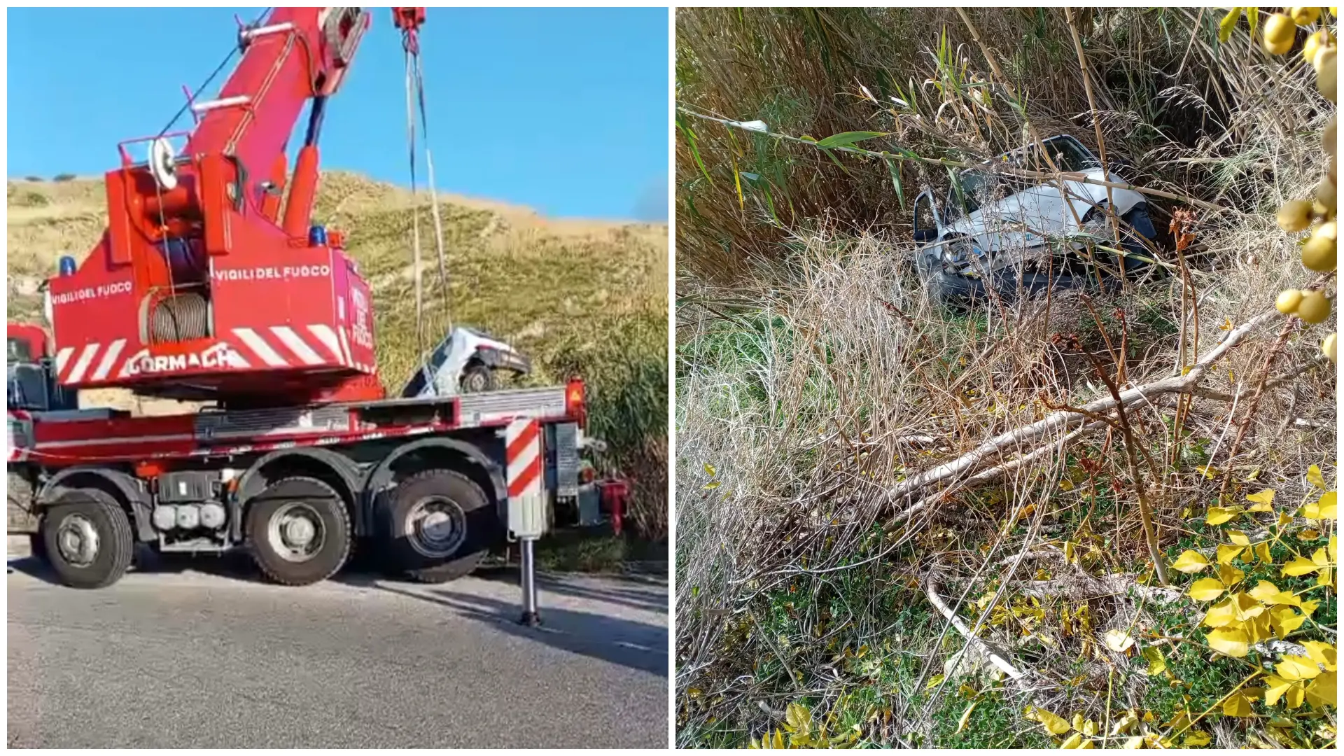Paura a Gallina: auto precipita in una scarpata, donna salvata dopo ore\n