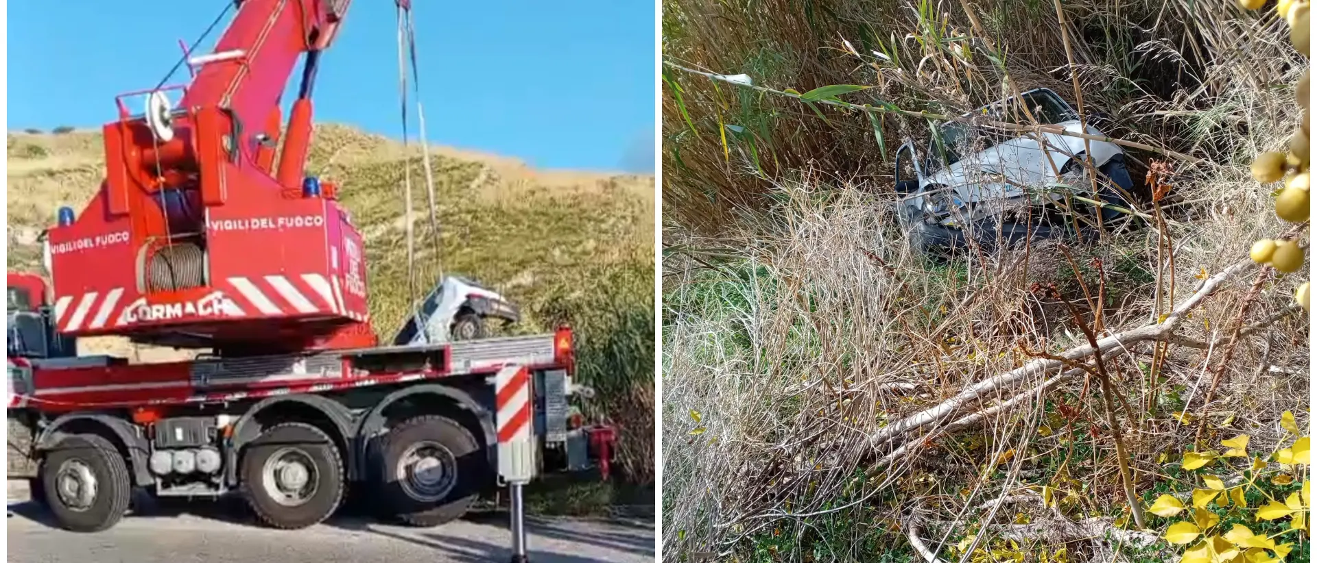 Paura a Gallina: auto precipita in una scarpata, donna salvata dopo ore\n