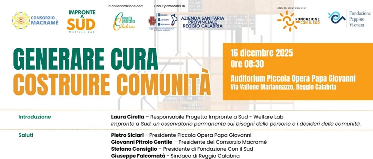 Generare cura e\u00A0costruire comunità a Reggio, i due appuntamenti finali del progetto Impronte a Sud – Welfare Lab\n