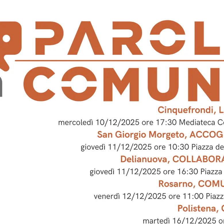 Parole in Comune,\u00A0il percorso di animazione territoriale promosso dal Csv dei Due Mari nella Piana di Gioia Tauro\n