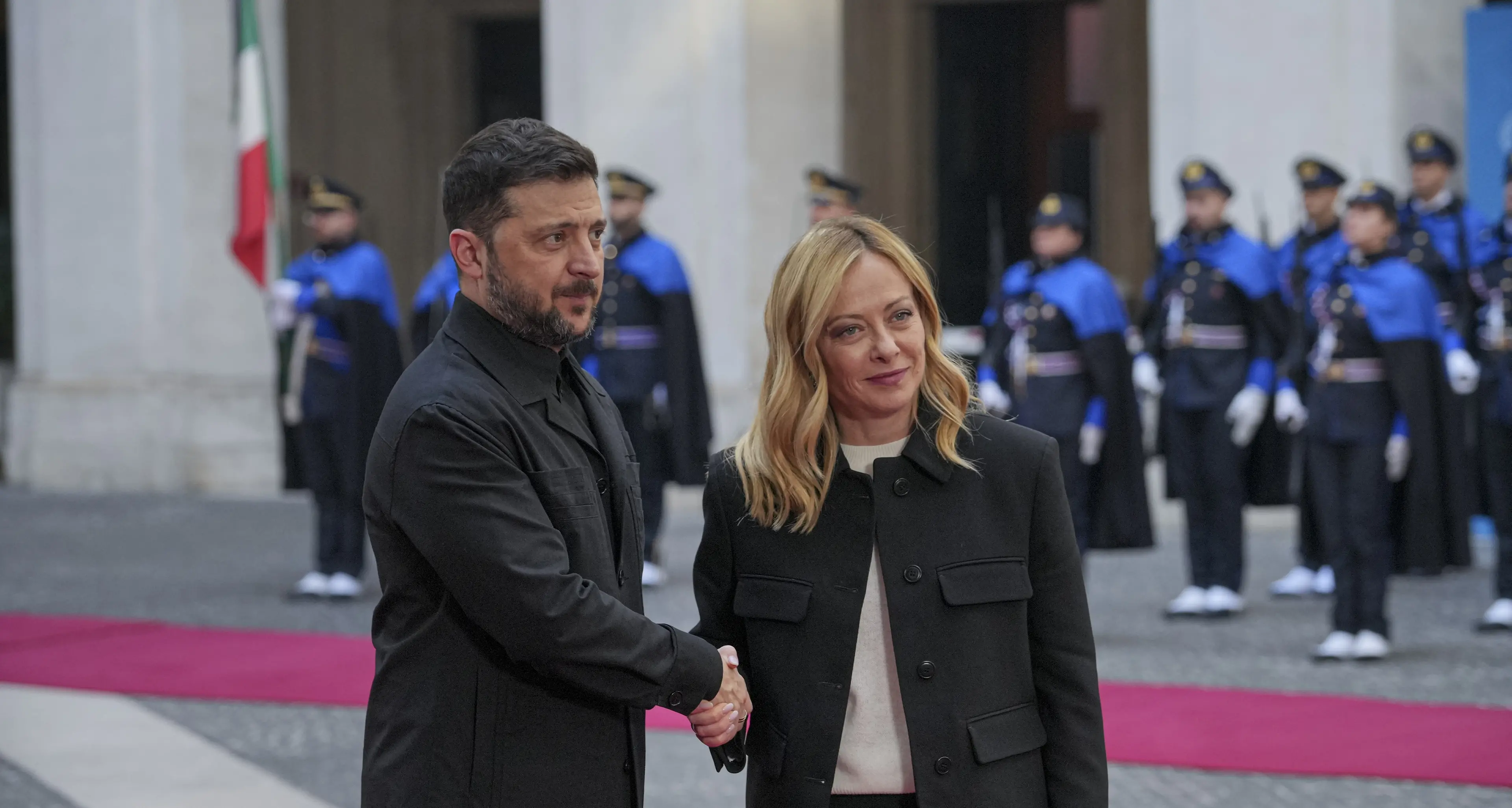 Zelensky a Palazzo Chigi da Meloni:\u00A0«Mi fido di lei, ci aiuterà. Sempre pronto alle elezioni»