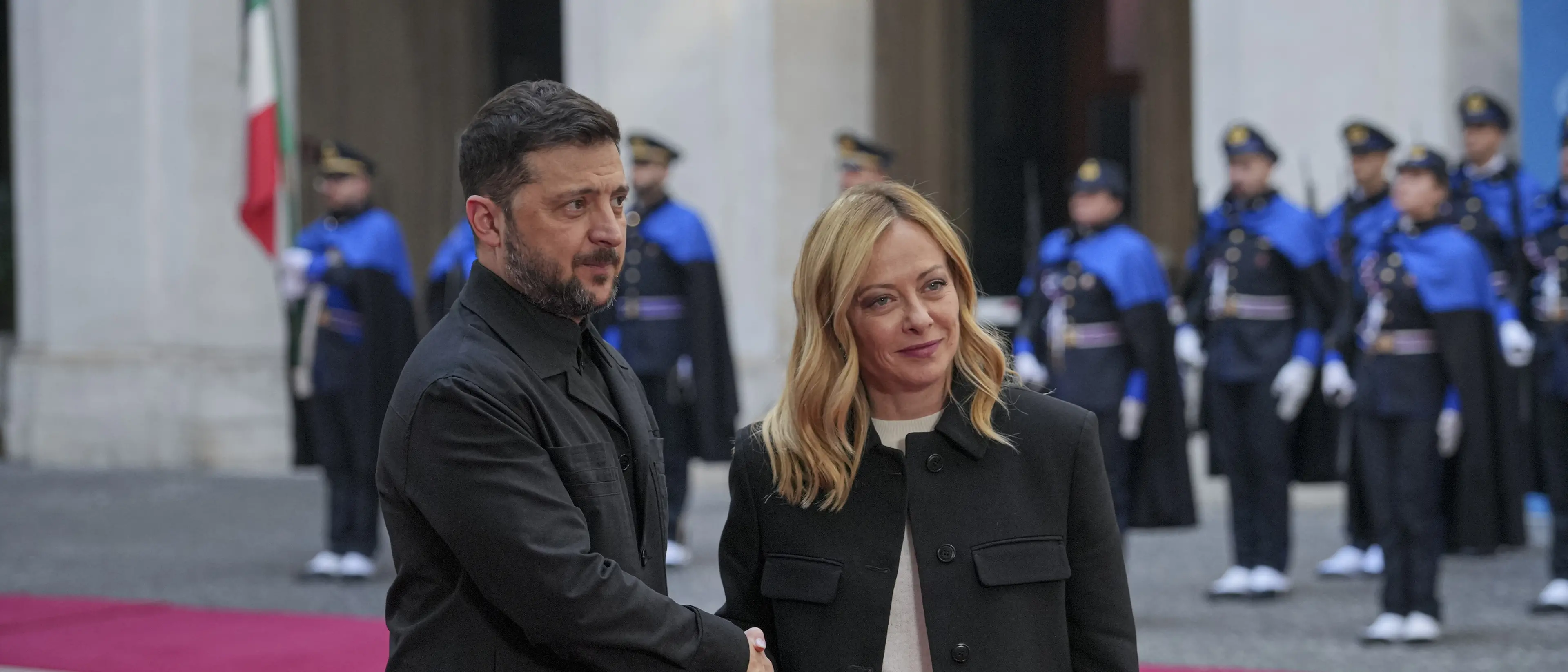 Zelensky a Palazzo Chigi da Meloni:\u00A0«Mi fido di lei, ci aiuterà. Sempre pronto alle elezioni»