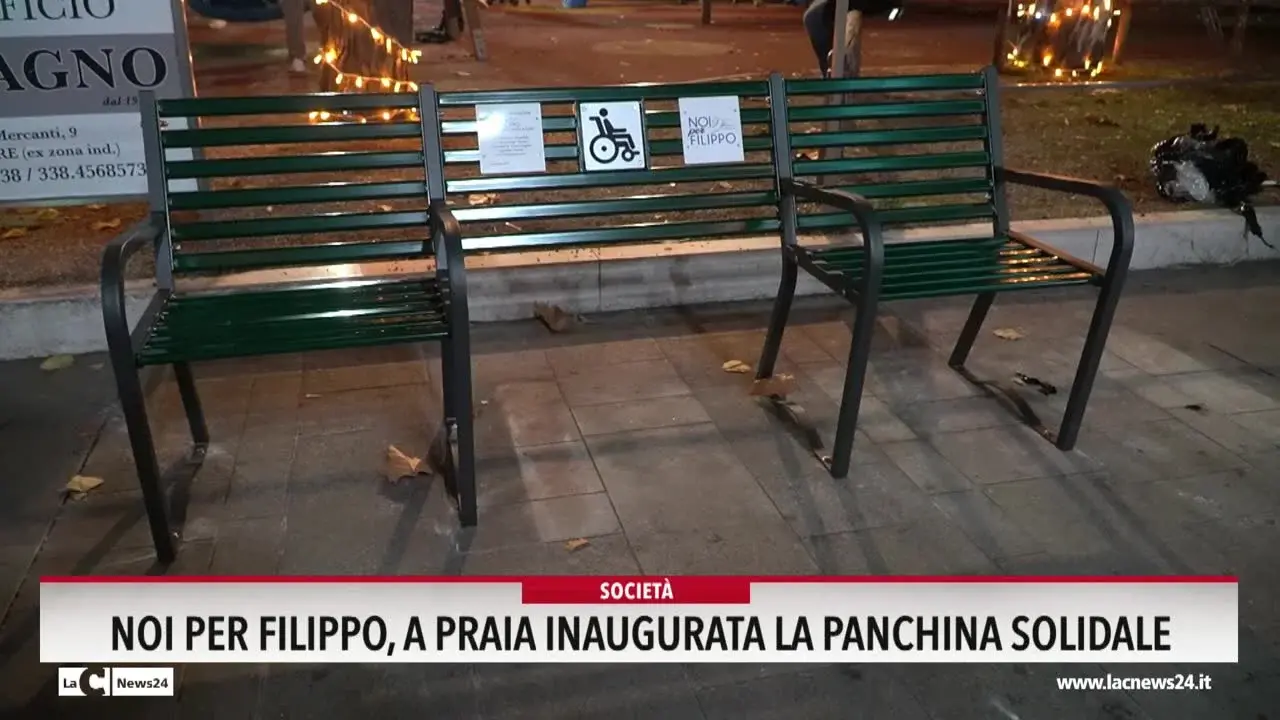 Noi per Filippo, a Praia inaugurata la panchina solidale