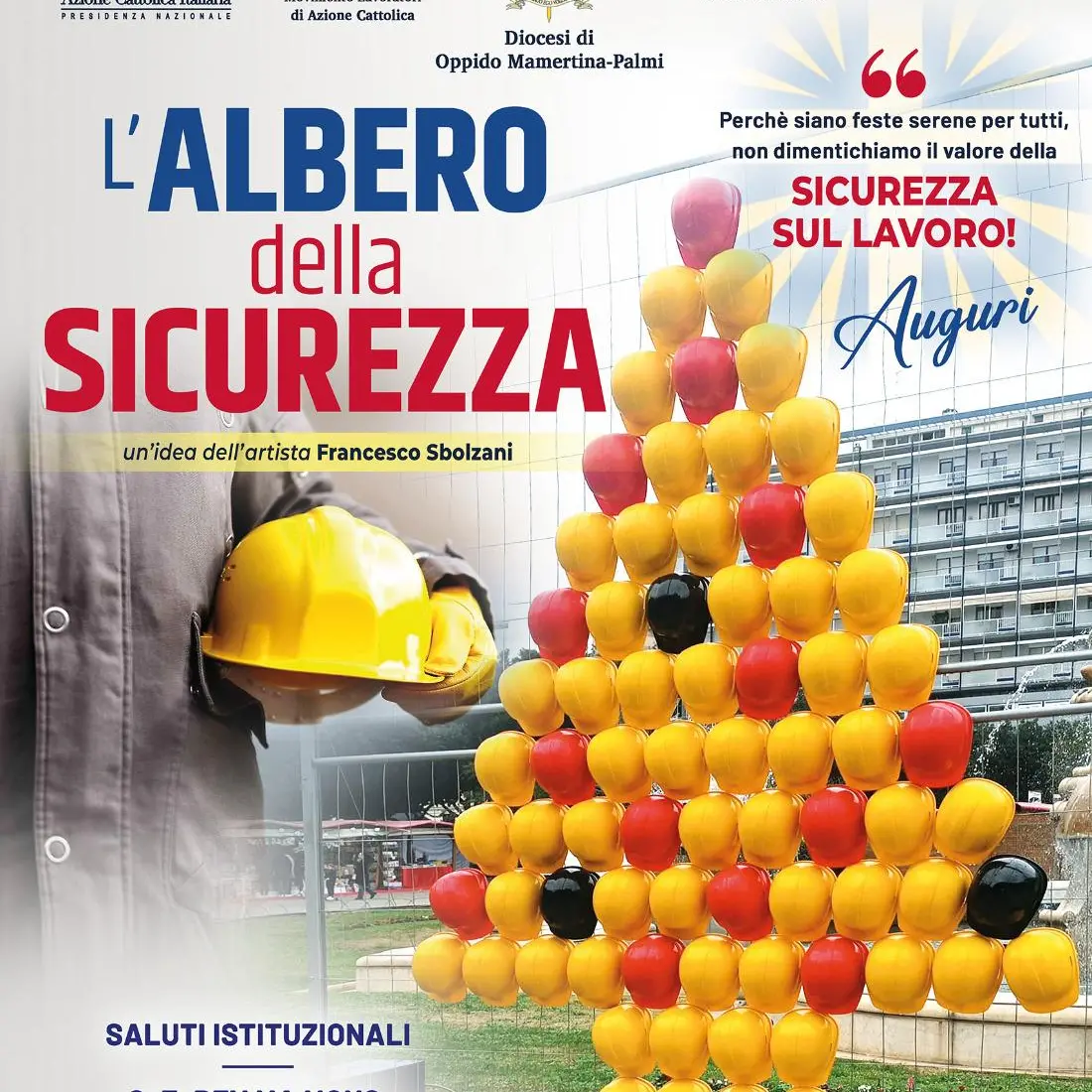 A Gioia Tauro l’«Albero per la sicurezza»: caschi al posto delle luci per ricordare le vittime e richiamare alla responsabilità\n