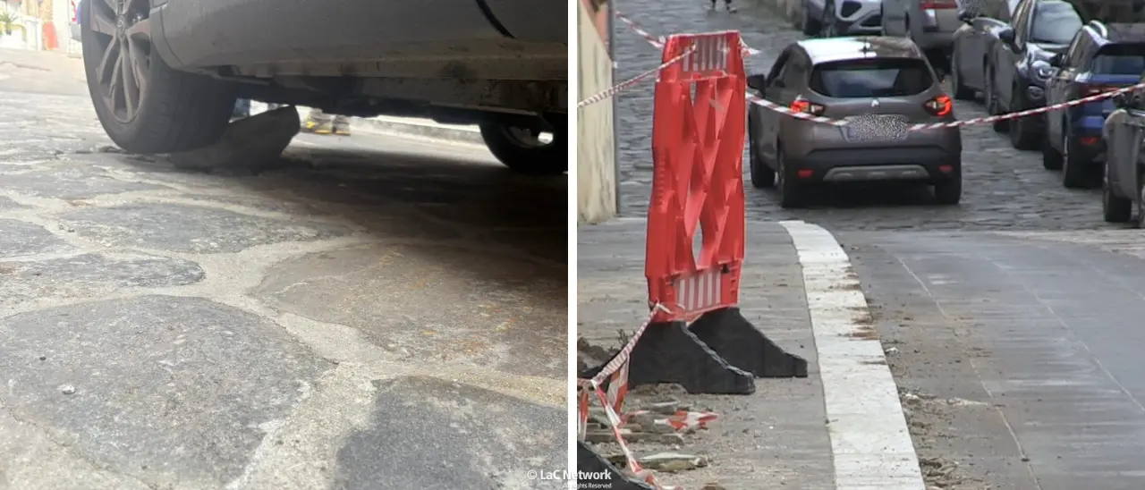 Vibo, salta l’ennesima basola lungo Scesa del Gesù: auto “prigioniera”, deve intervenire il carro attrezzi