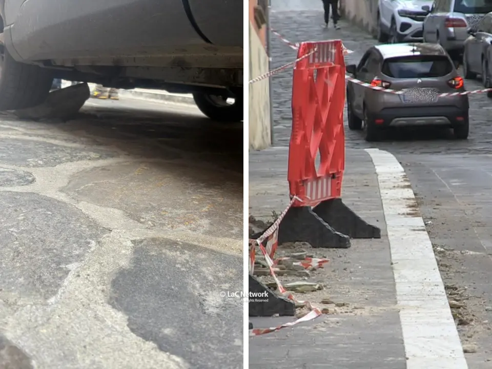 Vibo, salta l’ennesima basola lungo Scesa del Gesù: auto “prigioniera”, deve intervenire il carro attrezzi