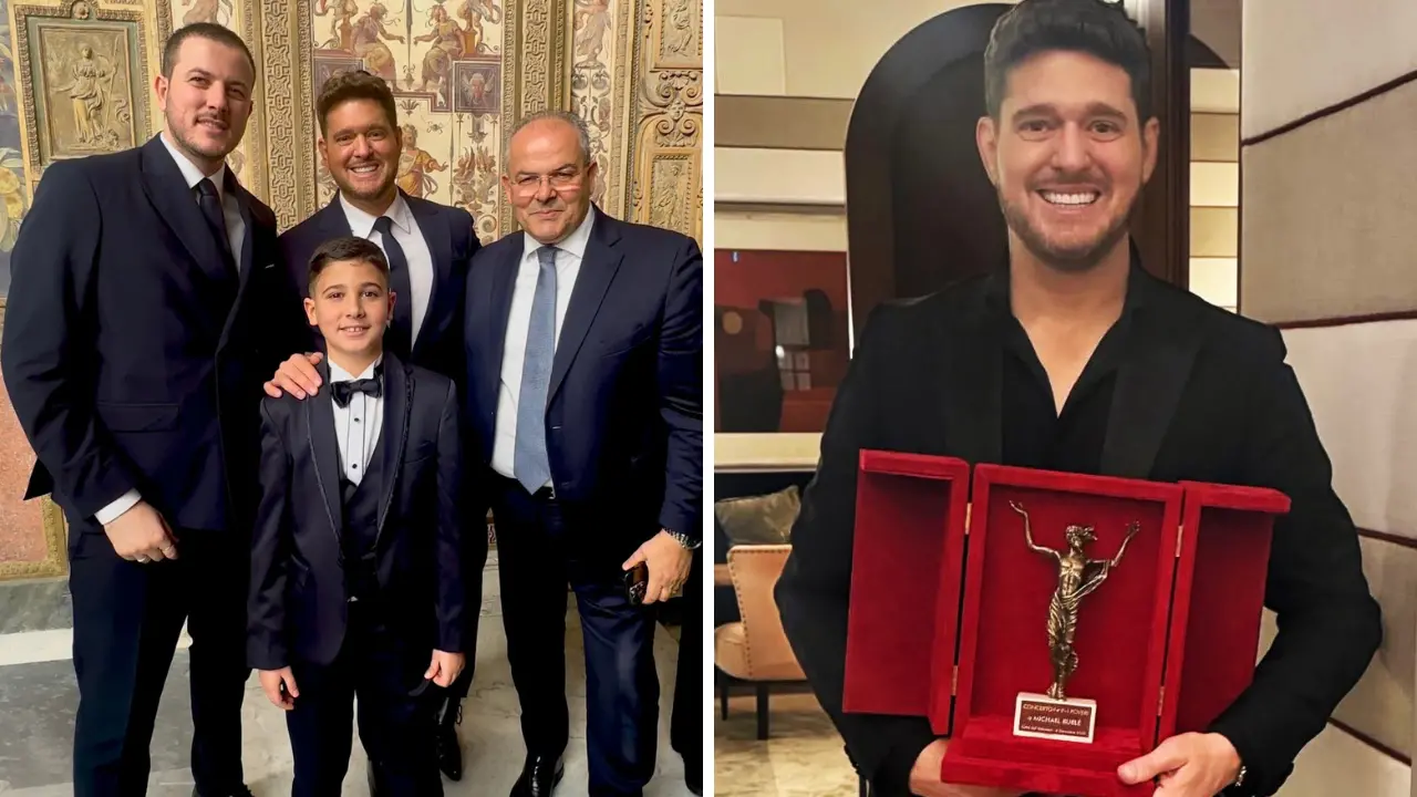 “Concerto con i Poveri” con Michael Bublé: la scultura del Cristo Risorto\u00A0dei maestri\u00A0orafi\u00A0Affidato donata al cantante canadese\n