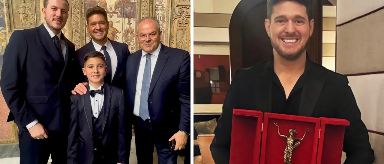 “Concerto con i Poveri” con Michael Bublé: la scultura del Cristo Risorto\u00A0dei maestri\u00A0orafi\u00A0Affidato donata al cantante canadese\n