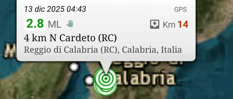 Sciame sismico nel Reggino, in meno di tre giorni registrate 28 scosse con epicentro a Cardeto