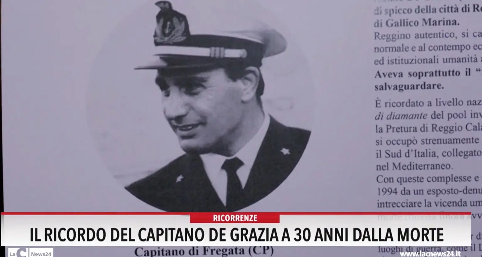 Il ricordo del Capitano De Grazia a 30 anni dalla morte