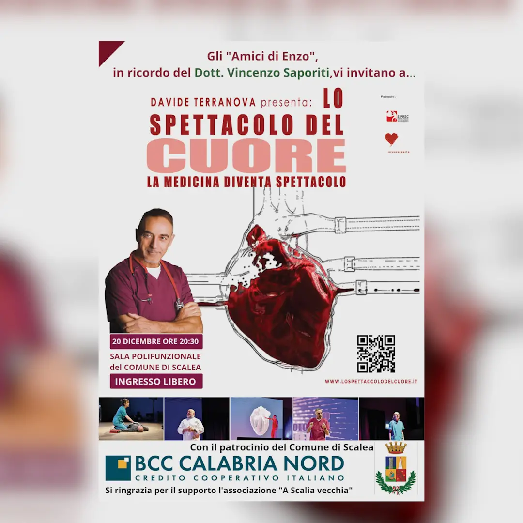 “Lo spettacolo del cuore”: a Scalea una serata tra medicina, teatro e memoria in nome di Enzo Saporiti\n