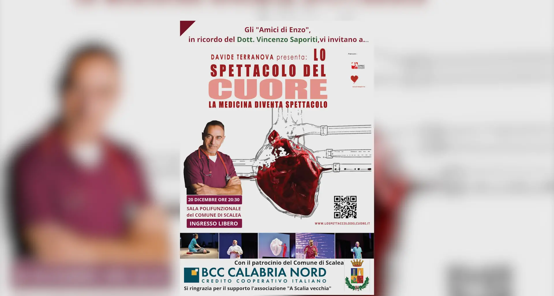 “Lo spettacolo del cuore”: a Scalea una serata tra medicina, teatro e memoria in nome di Enzo Saporiti\n