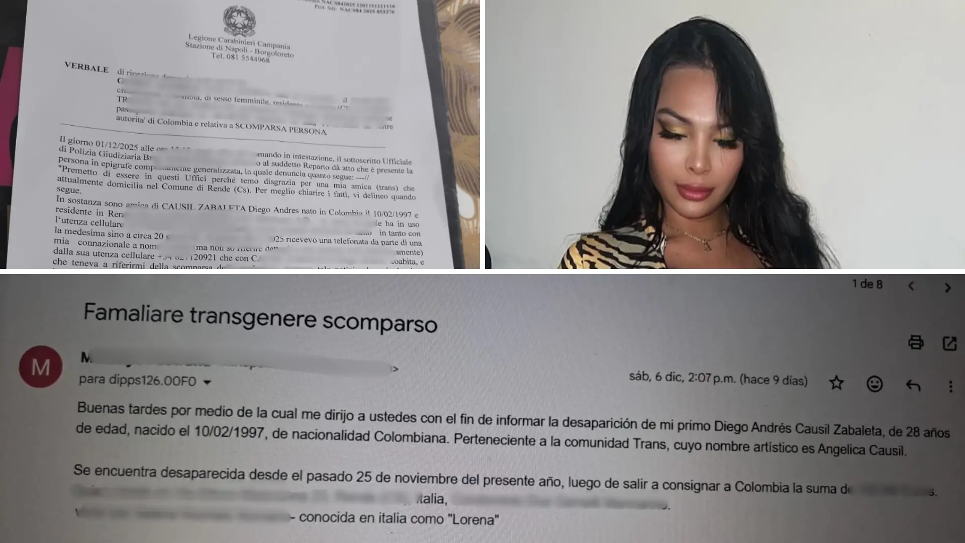 Scomparsa Angelica Causil, indagini in tutte le direzioni: inchiesta aperta e accertamenti tra Napoli e Cosenza\n