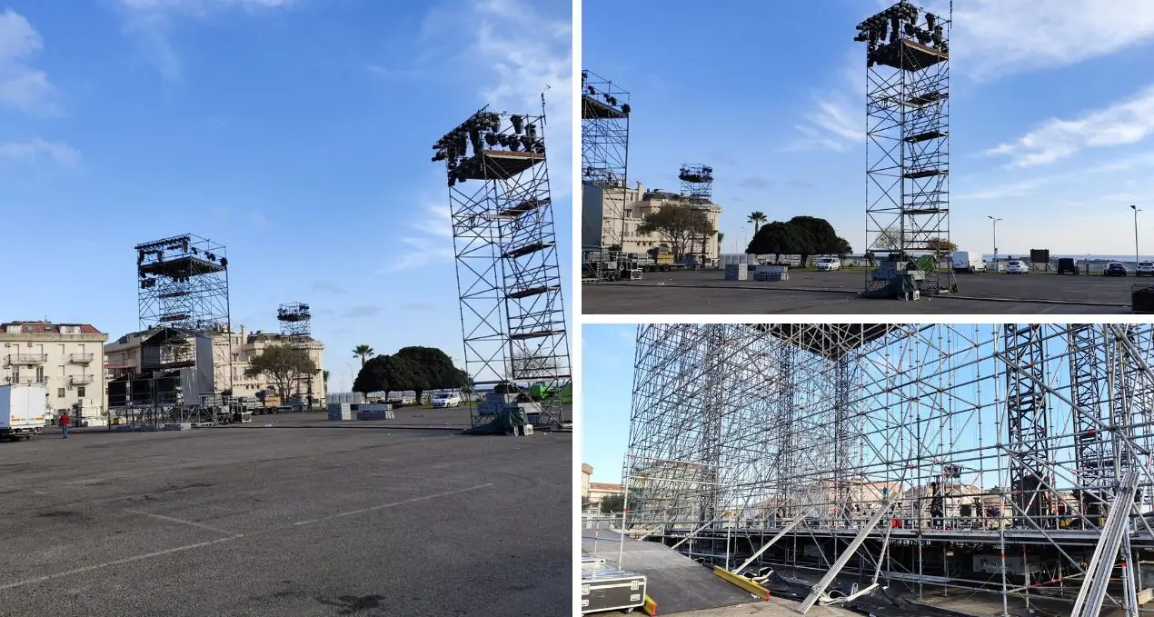 Verso il Capodanno Rai, a Catanzaro iniziati i lavori per la costruzione del palcoscenico che ospiterà L’anno che verrà\n