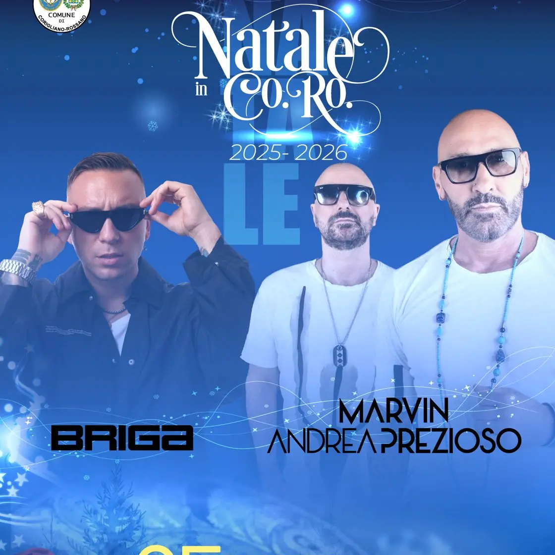 Briga, Marvin e Prezioso accendono il Natale a Corigliano Rossano\n