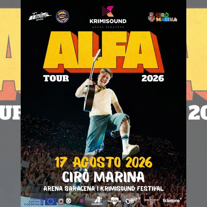 KrimiSound 2026, il 17 agosto all’Arena Saracena di Cirò Marina arriva Alfa con il suo nuovo tour estivo