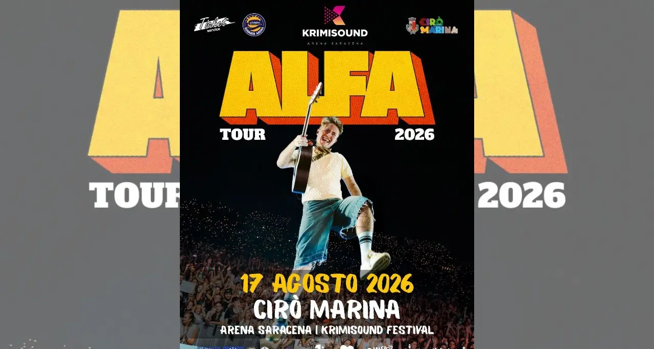KrimiSound 2026, il 17 agosto all’Arena Saracena arriva Alfa con il suo nuovo tour estivo\n