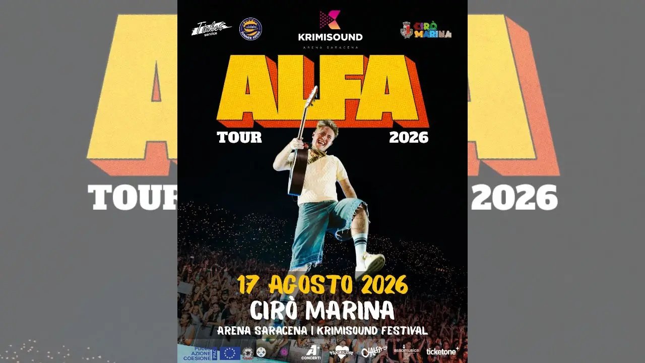 KrimiSound 2026, il 17 agosto all’Arena Saracena arriva Alfa con il suo nuovo tour estivo\n