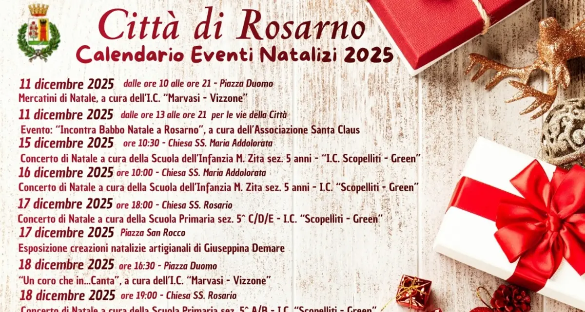A Rosarno si accende il Natale: presentato il Cartellone degli Eventi 2025\n