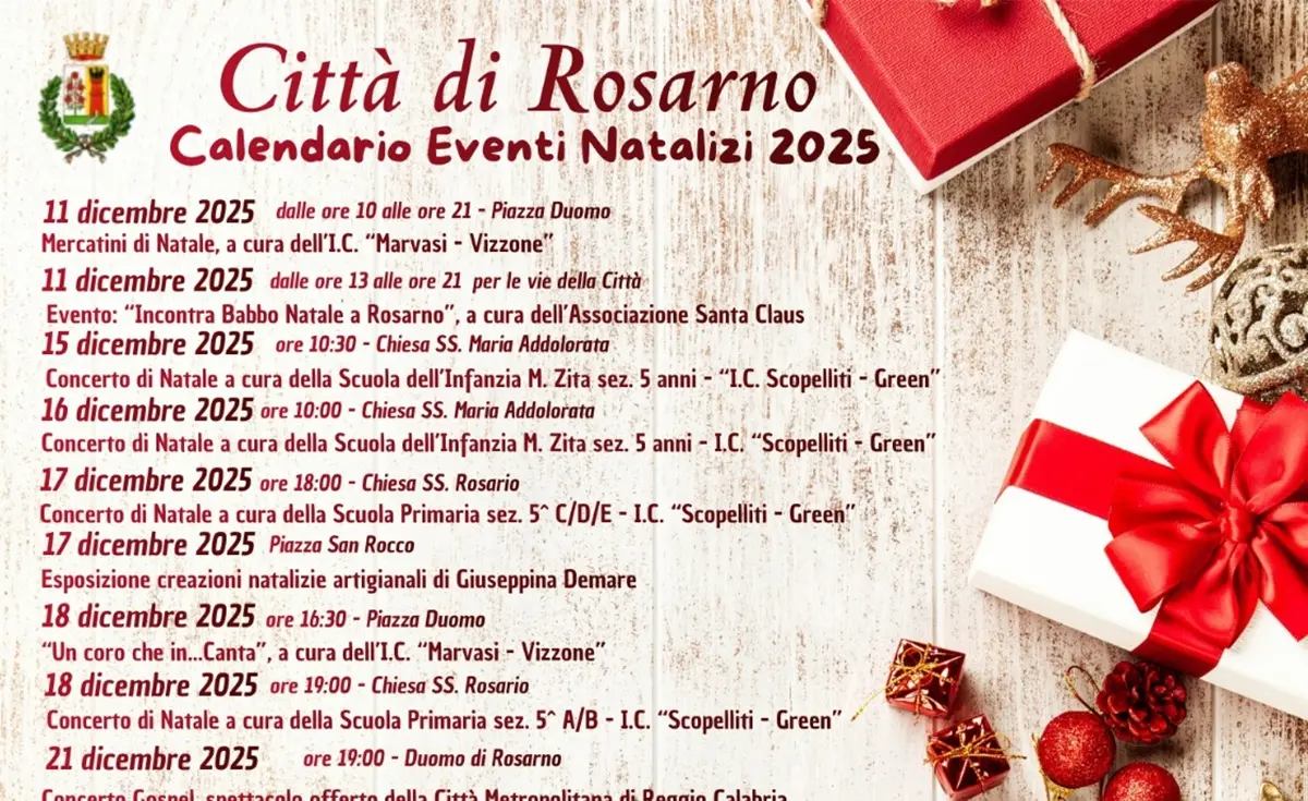 A Rosarno si accende il Natale: presentato il Cartellone degli Eventi 2025\n