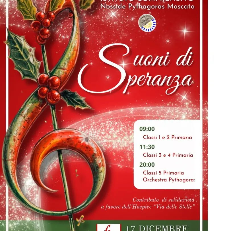 “Suoni di Speranza”: il Natale solidale dell’Istituto Nosside Pythagoras Moscato\n